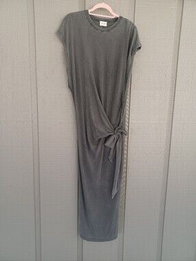 Mikuta Knotted Maxi Dress Size XS Women Slit Cotton Blend Batwing Sleeve Pullove
